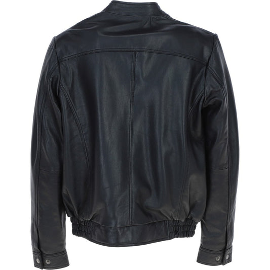Men's Genuine Leather Bomber Jacket | Black