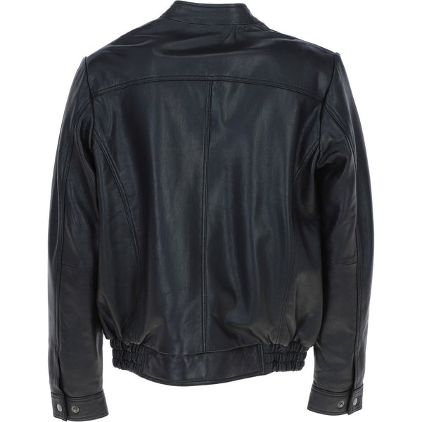 Men's Genuine Leather Bomber Jacket | Black The Stitch Fit