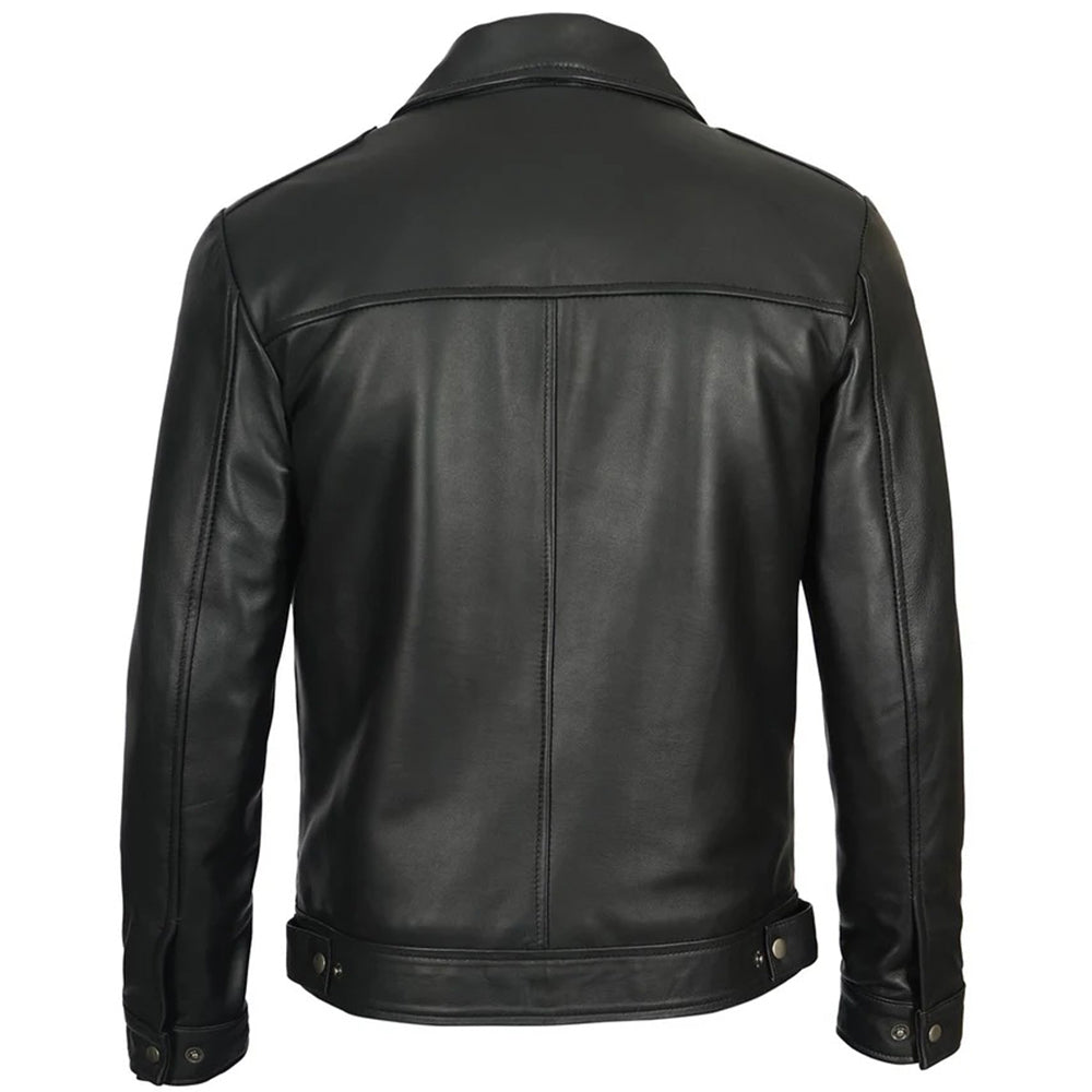 Men's Vintage Harrington Leather Jacket | Black The Stitch Fit