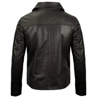 Men's Vintage Harrington Leather Jacket with Shirt Collar | Black The Stitch Fit