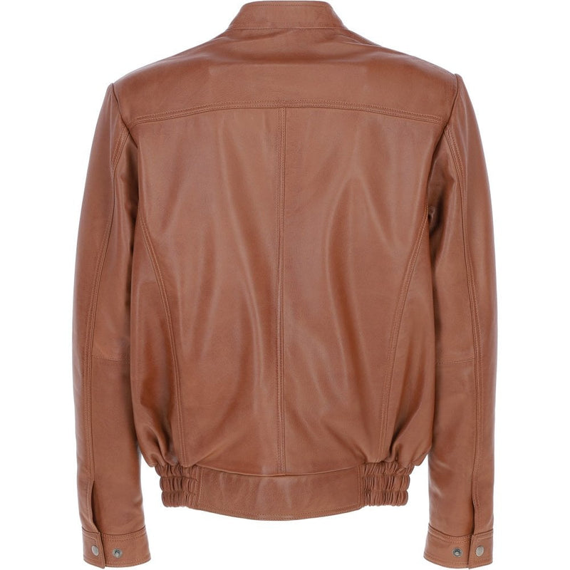 Men's Genuine Leather Bomber Jacket | Brown The Stitch Fit