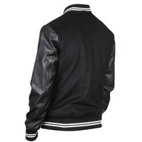 Men's Harrington Bomber Leather Varsity Style Jacket | Black The Stitch Fit