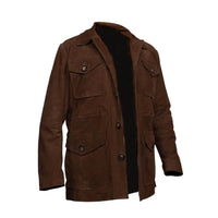 Men's Suede Leather Blazer Coat Multiple Pockets | Brown The Stitch Fit