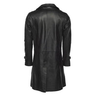 Mens Double Breasted Leather Trench Coat | Black The Stitch Fit