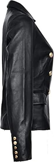 Women's Leather Formal Blazer Coat | Black The Stitch Fit