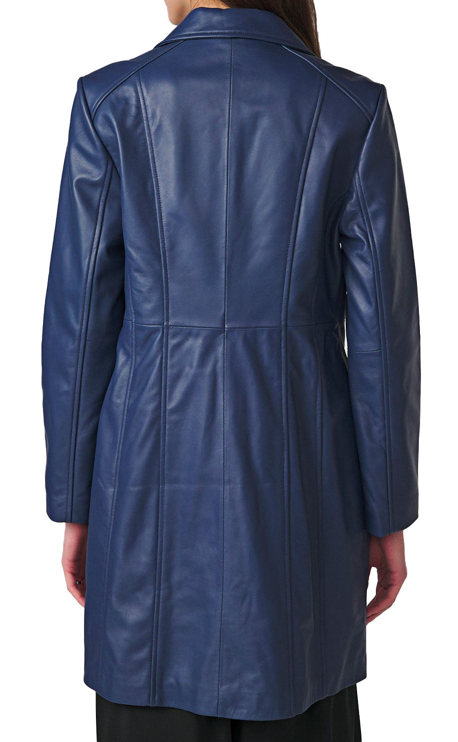 Women's Real Long Leather Trench Coat | Blue – The Stitch Fit