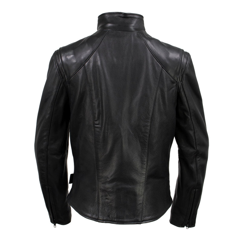 Women's Café Racer Motorcycle Leather Jacket | Black The Stitch Fit
