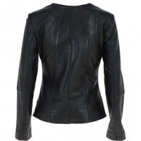 Women's Biker Leather Jacket Zip-Up | Black The Stitch Fit