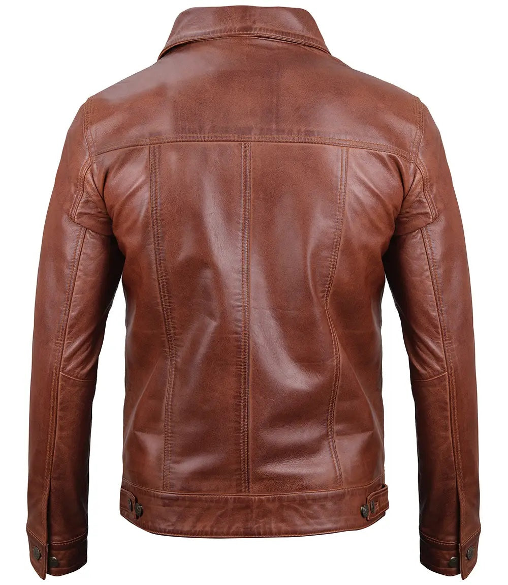 Men's Leather Casual Jacket | Brown The Stitch Fit