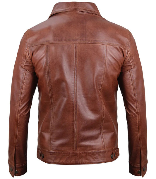 Men's Leather Casual Jacket | Brown