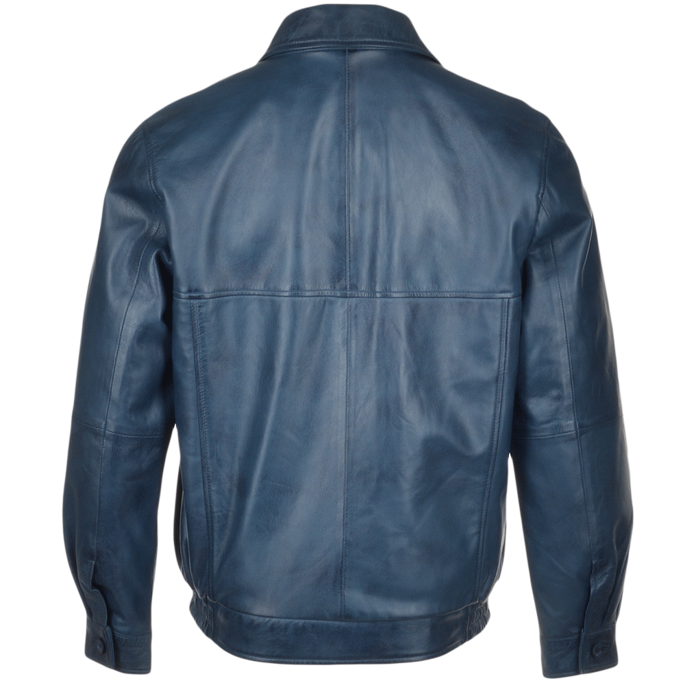 Men' Genuine Classic Leather Jacket | Black & Blue The Stitch Fit