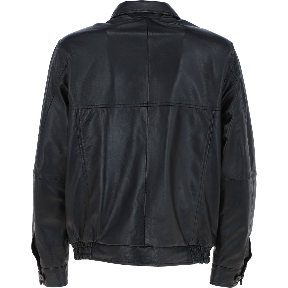 Men' Genuine Classic Leather Jacket | Black & Blue The Stitch Fit