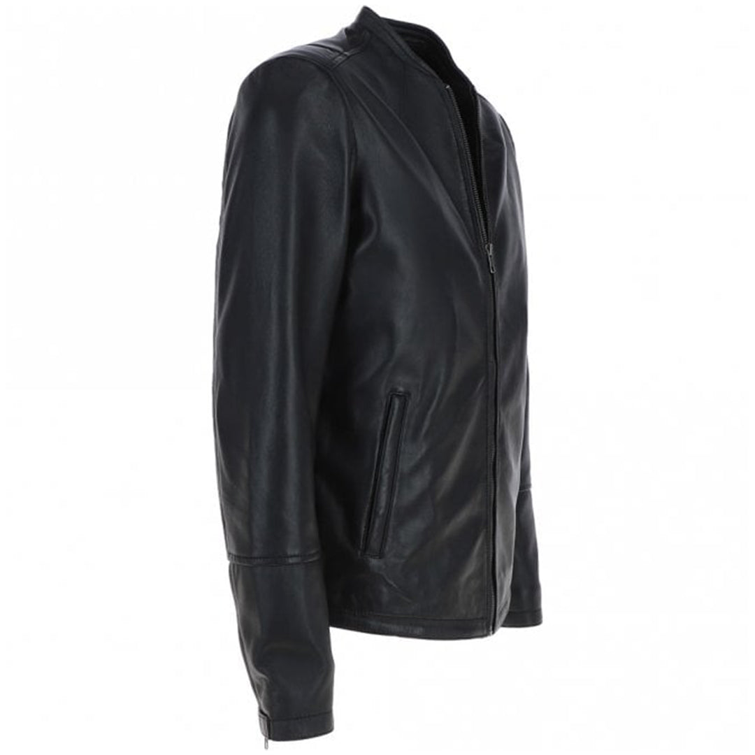 Men's Café Racer Style Leather Jacket | Black The Stitch Fit