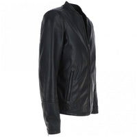 Men's Café Racer Style Leather Jacket | Black The Stitch Fit