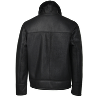 Men's Sheepskin Genuine Leather Jacket with Fur Collar | Black The Stitch Fit