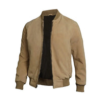 Men's Bomber Suede Leather Jacket | Camel Brown The Stitch Fit