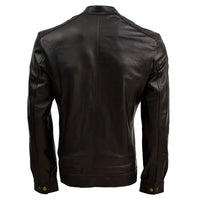 Men's Sheep Leather Moto Jacket with Stand Collar, Zip Closure | Black The Stitch Fit