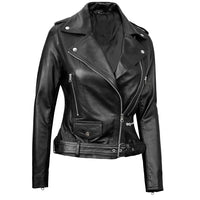 Women's Motorcycle Leather Jacket | Black The Stitch Fit