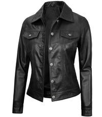 Women's Real Leather Cafe Racer Style Jacket | Black The Stitch Fit