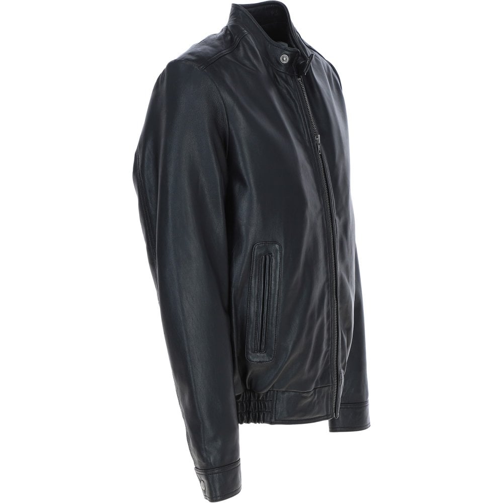 Men's Genuine Leather Bomber Jacket | Black The Stitch Fit