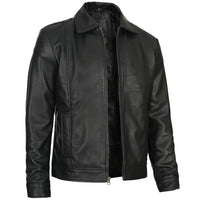 Men's Vintage Harrington Leather Jacket | Black The Stitch Fit