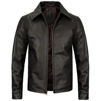 Men's Vintage Harrington Leather Jacket with Shirt Collar | Black The Stitch Fit