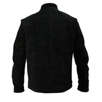 Men's Suede Leather Jacket, Zip Front | Black The Stitch Fit