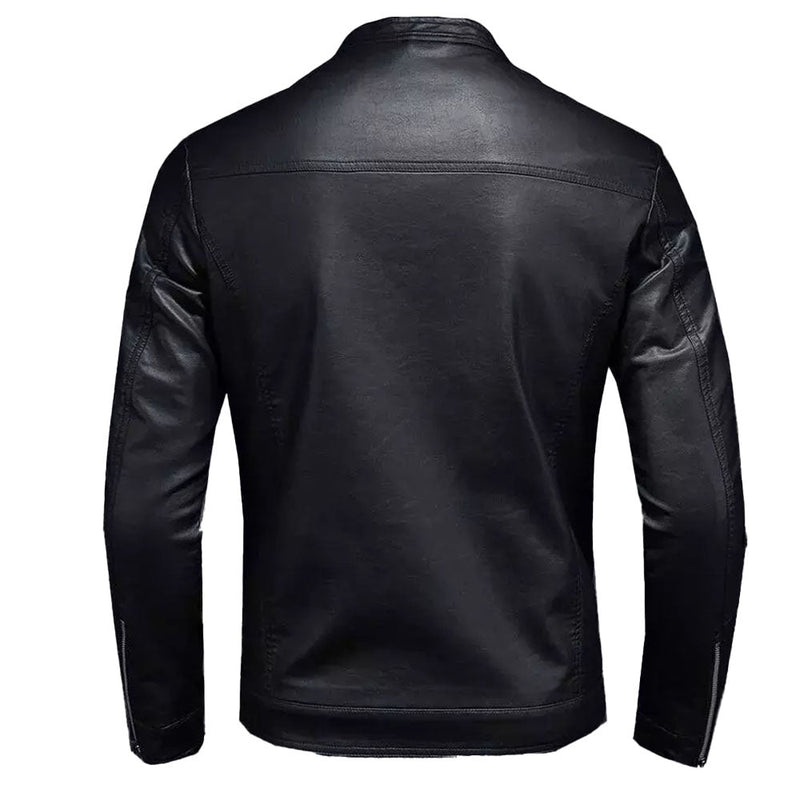 Men's Cafe Racer Leather Jacket | Black The Stitch Fit