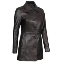 Women's Genuine Lambskin Leather Coat, 3/4 Length | Black The Stitch Fit