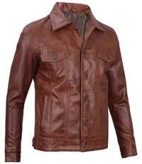 Men's Leather Casual Jacket | Brown The Stitch Fit