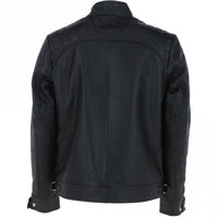 Men's Motorcycle Leather Jacket, Multiple Zippered Pockets | Black The Stitch Fit