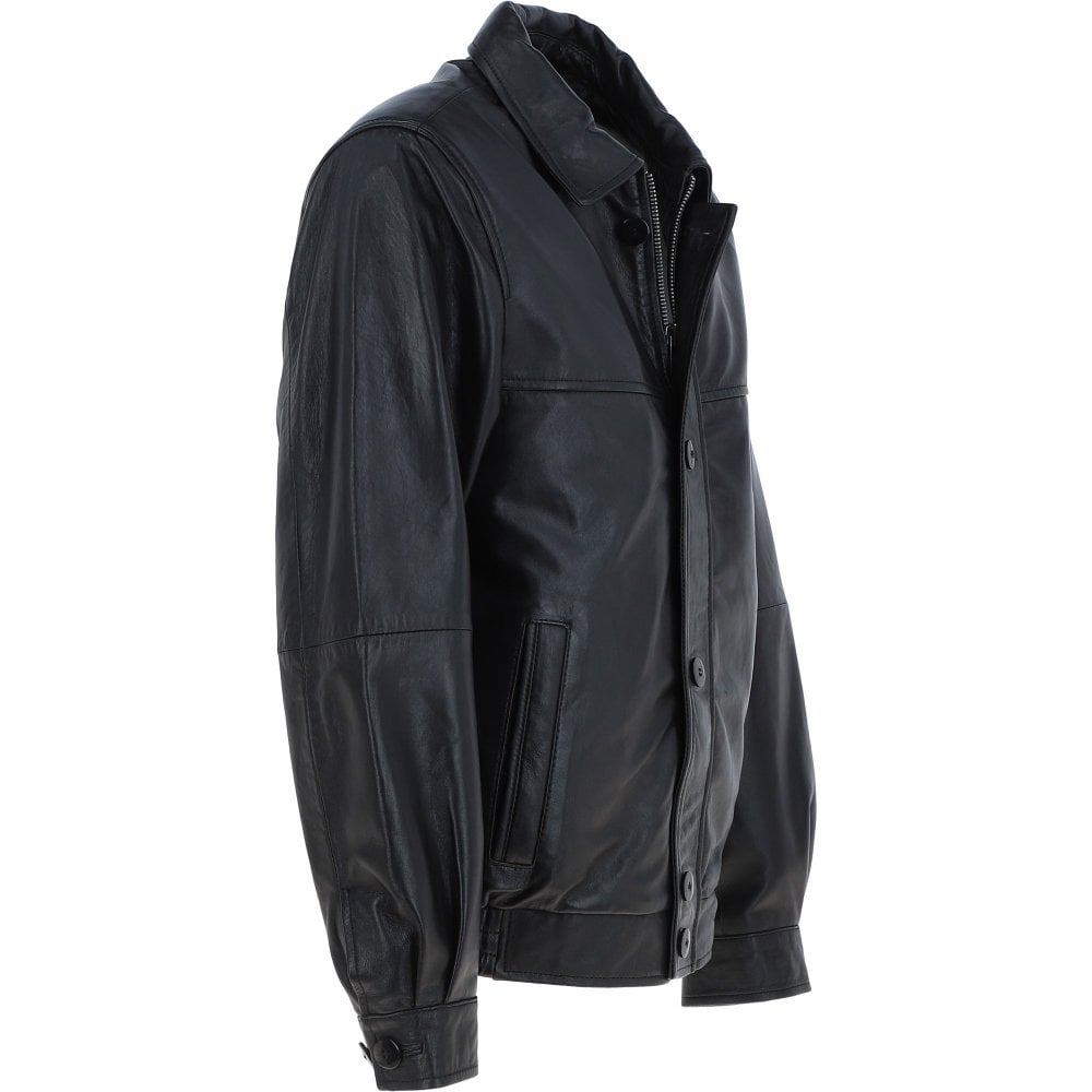 Men' Genuine Classic Leather Jacket | Black & Blue