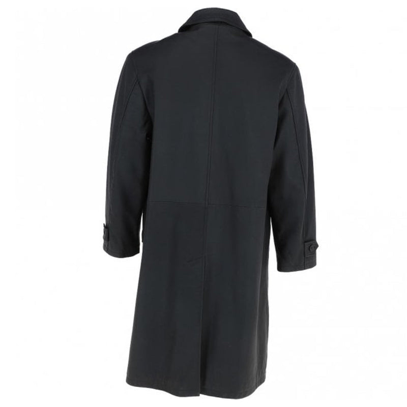 Men's Full Length Leather Overcoat With Shirt Collar Style | Black The Stitch Fit