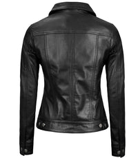 Women's Real Leather Cafe Racer Style Jacket | Black The Stitch Fit