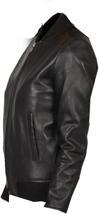 Women's Real Sheep Leather Motorcycle Bomber Jacket | Black