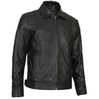 Men's Vintage Harrington Leather Jacket | Black The Stitch Fit