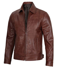 Men's Genuine Harrington Leather Jacket | Brown The Stitch Fit
