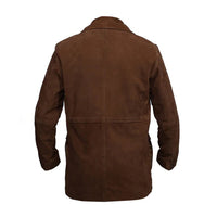 Men's Suede Leather Blazer Coat Multiple Pockets | Brown The Stitch Fit