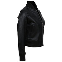 Women's Real Sheep Leather Motorcycle Bomber Jacket | Black The Stitch Fit