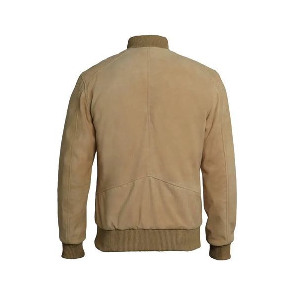 Men's Bomber Suede Leather Jacket | Camel Brown The Stitch Fit