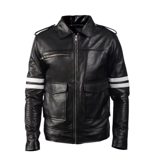 Men's Cafe Racer Leather Jacket | Black