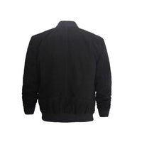 Men's  Suede Leather Bomber Jacket | Black The Stitch Fit