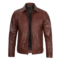 Brown Harrington Genuine leather jacket on a white background


