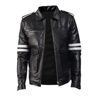 Men's Cafe Racer Leather Jacket | Black The Stitch Fit