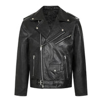 Men's Asymmetrical Genuine Leather Jacket | Black The Stitch Fit