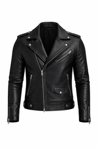 Men’s Black Biker Leather Jacket – Real Leather Moto Jacket - The Stitch Fit
