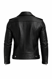Men’s Black Biker Leather Jacket – Real Leather Moto Jacket - The Stitch Fit