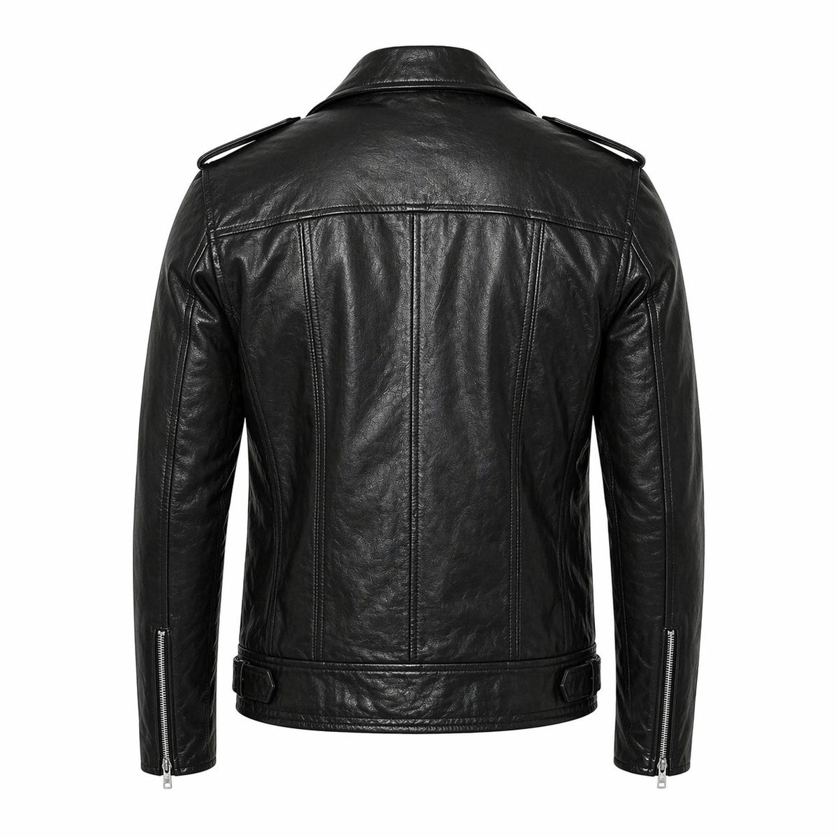 Men's Asymmetrical Genuine Leather Jacket | Black The Stitch Fit