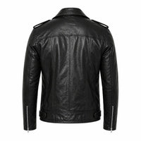 Men's Asymmetrical Genuine Leather Jacket | Black The Stitch Fit