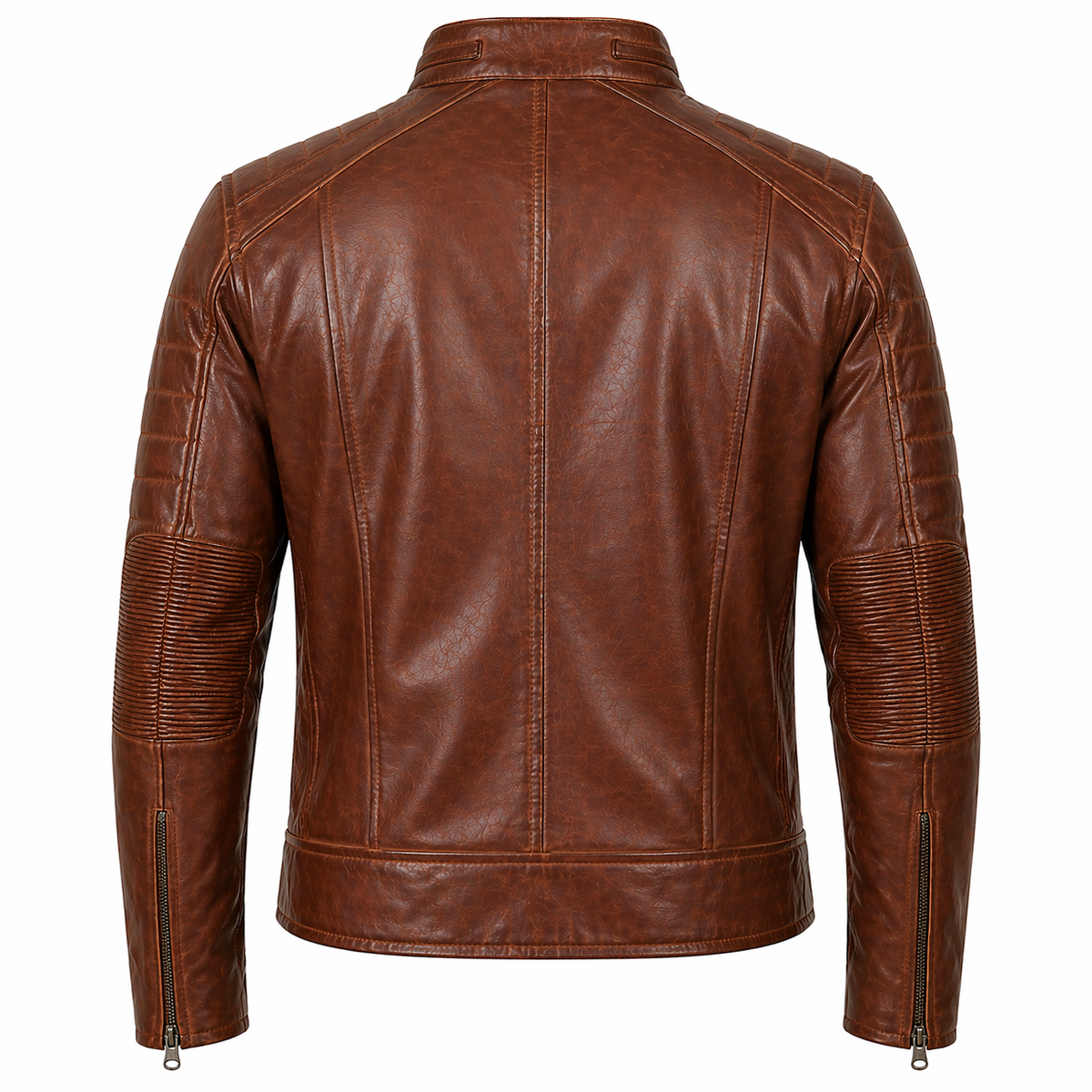 Men's Cafe Racer Leather Jacket | Brown The Stitch Fit